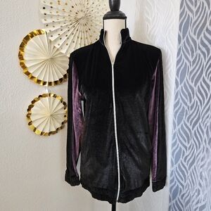 ASOS | Black & Purple Colorblock Velour Zippered Track Jacket | Size S
